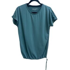 Outdoor Voices T Shirt Sz S Green drawstring cinch Crew neck Short Slv Gym Yoga